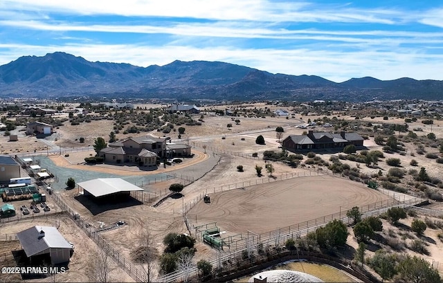 aerial view with a mountain view