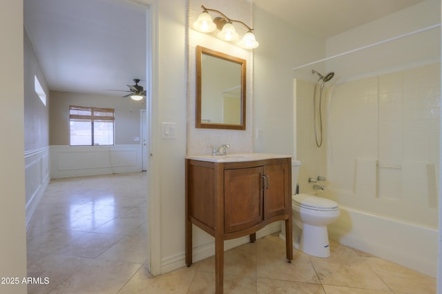 406 E Saguaro St, Casa Grande, AZ 85122 - full bathroom with toilet, tile patterned floors, ceiling fan, and  shower combination