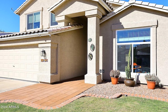 exterior space featuring a garage