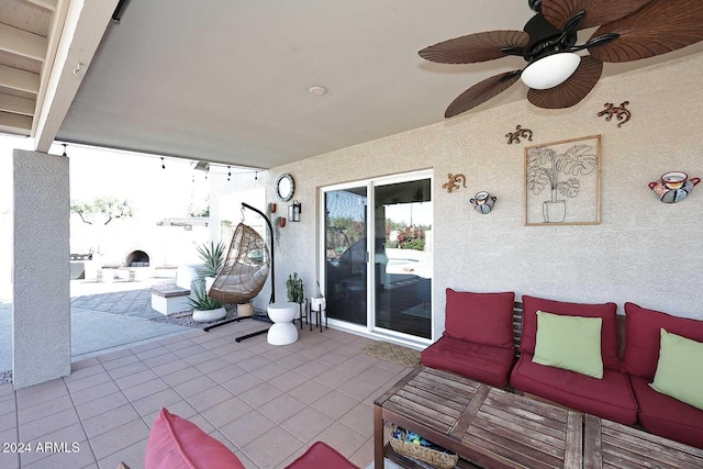 view of patio with ceiling fan