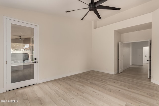 spare room with light wood-type flooring