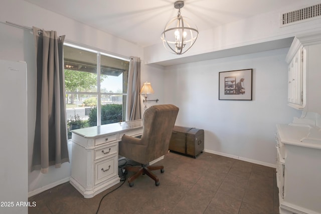 1406 E Jasper Dr, Chandler, AZ 85225 - office area with a chandelier and baseboards