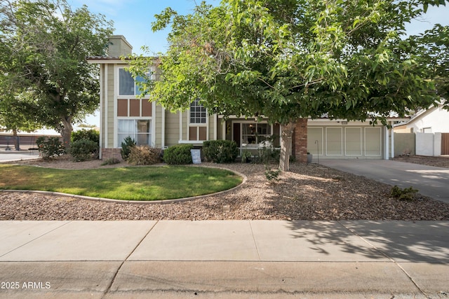 1406 E Jasper Dr, Chandler, AZ 85225 - obstructed view of property with driveway, a front lawn, and a garage