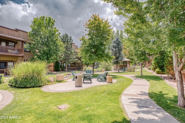 view of community with a yard and a gazebo