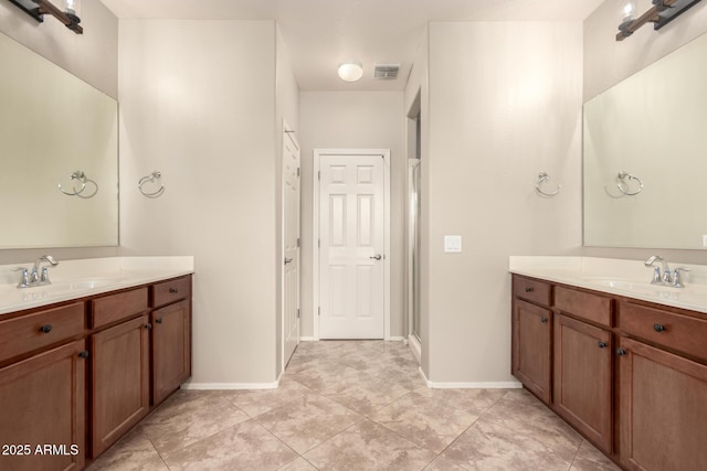 bathroom featuring vanity and walk in shower