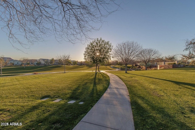 view of home's community with a yard