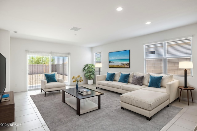 view of tiled living room