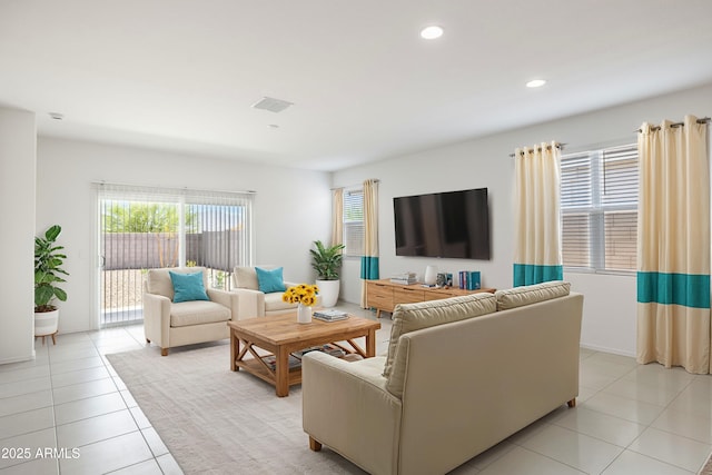 view of tiled living room