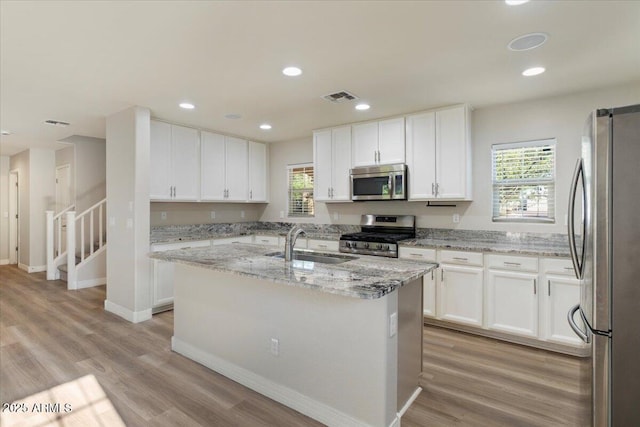 2868 E Binner Dr, Chandler, AZ 85225 - kitchen featuring appliances with stainless steel finishes, a sink, healthy amount of natural light, a kitchen island with sink, and recessed lighting