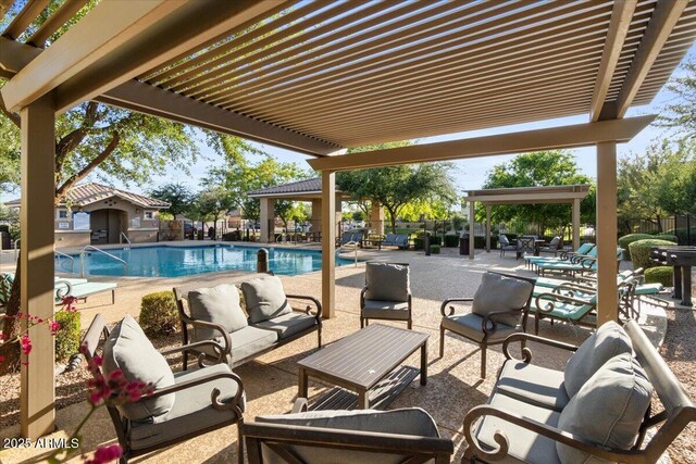 2868 E Binner Dr, Chandler, AZ 85225 - view of patio with outdoor lounge area, a community pool, and fence