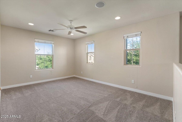 2868 E Binner Dr, Chandler, AZ 85225 - carpeted empty room with healthy amount of natural light, a ceiling fan, baseboards, and recessed lighting