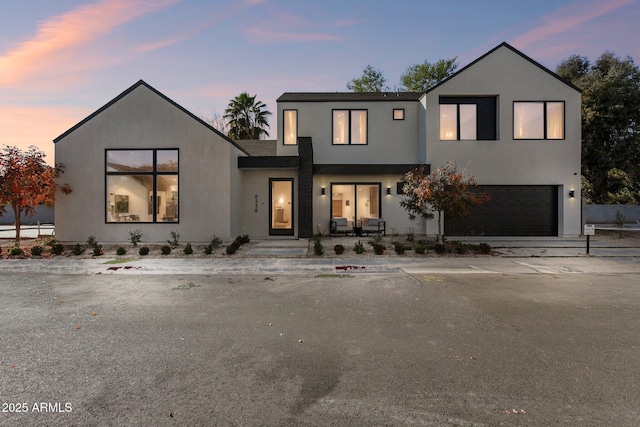 contemporary home featuring a garage