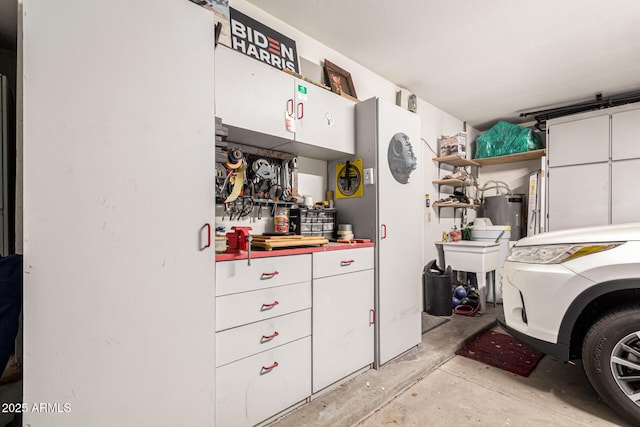 garage with water heater