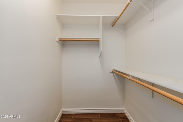 walk in closet featuring wood tiled floor