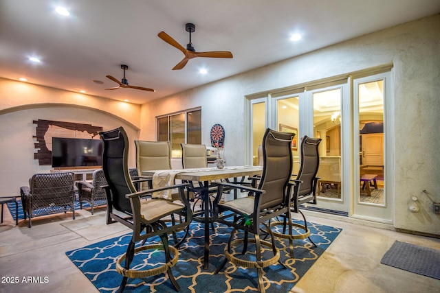 dining area featuring recessed lighting