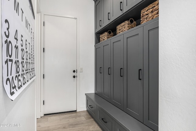 mudroom with light wood-type flooring