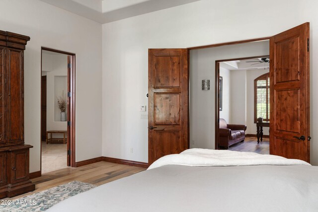 bedroom featuring light wood-type flooring