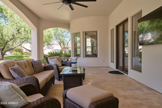 view of patio / terrace with outdoor lounge area and ceiling fan