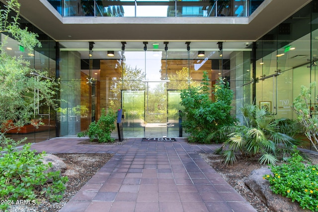 doorway to property with a patio