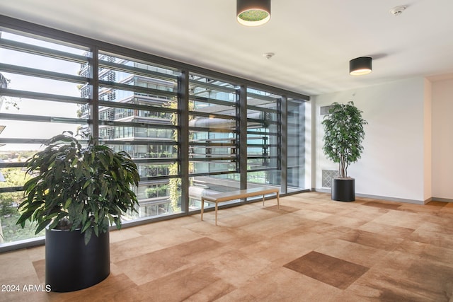 unfurnished room with floor to ceiling windows