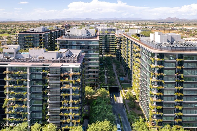 bird's eye view with a mountain view