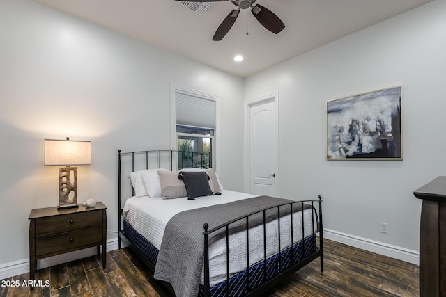 35443 N 87th Pl, Scottsdale, AZ 85266 - bedroom with wood finished floors, baseboards, recessed lighting, and a ceiling fan