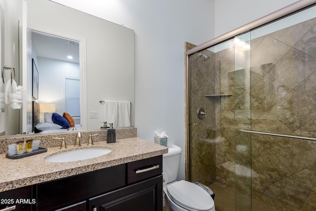 35443 N 87th Pl, Scottsdale, AZ 85266 - full bathroom with vanity, a stall shower, and toilet