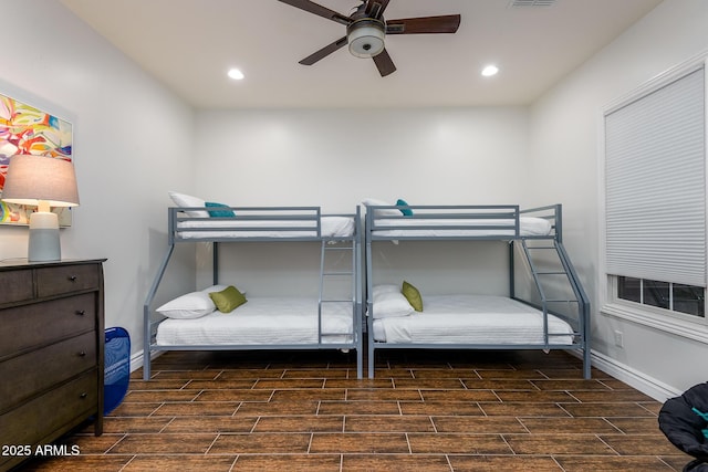 35443 N 87th Pl, Scottsdale, AZ 85266 - bedroom with wood tiled floors, recessed lighting, baseboards, and ceiling fan