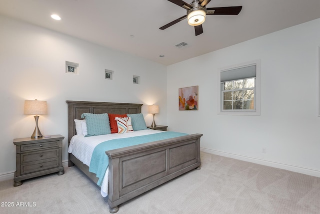 35443 N 87th Pl, Scottsdale, AZ 85266 - bedroom featuring light colored carpet, baseboards, ceiling fan, and recessed lighting