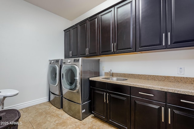 35443 N 87th Pl, Scottsdale, AZ 85266 - laundry room with cabinet space, washer and clothes dryer, and baseboards