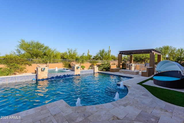 35443 N 87th Pl, Scottsdale, AZ 85266 - view of pool with a hot tub, a fenced backyard, a patio area, and a bar