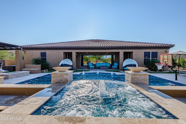 35443 N 87th Pl, Scottsdale, AZ 85266 - outdoor pool featuring an outdoor living space and a patio area