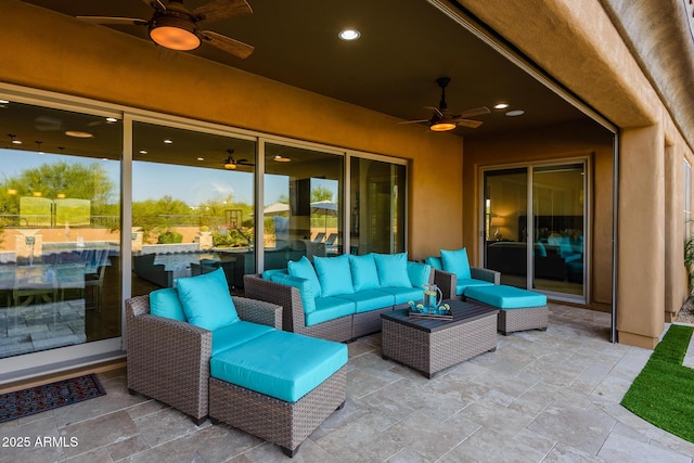 35443 N 87th Pl, Scottsdale, AZ 85266 - view of patio / terrace featuring a ceiling fan and outdoor lounge area