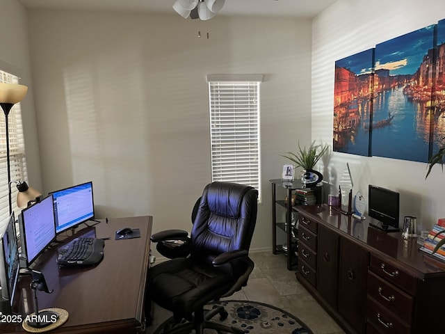 2665 E Gillcrest Rd, Gilbert, AZ 85298 - office with ceiling fan and light tile patterned floors