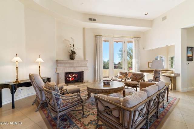 view of tiled living room