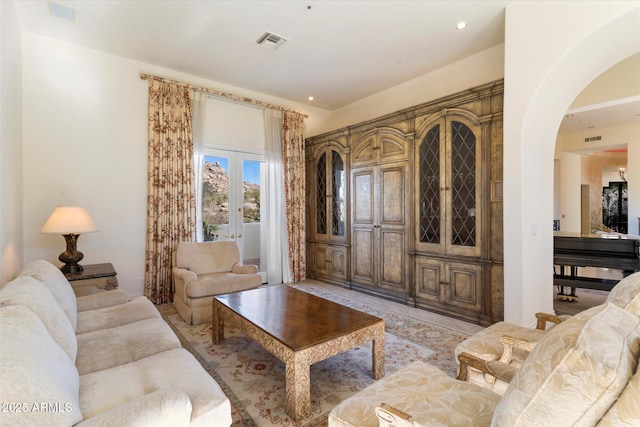 living room with french doors