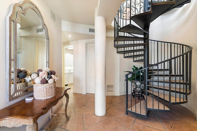 stairs with decorative columns