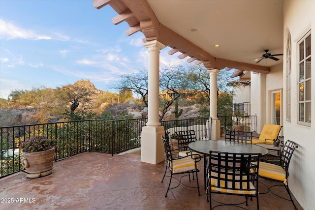 view of patio / terrace featuring ceiling fan