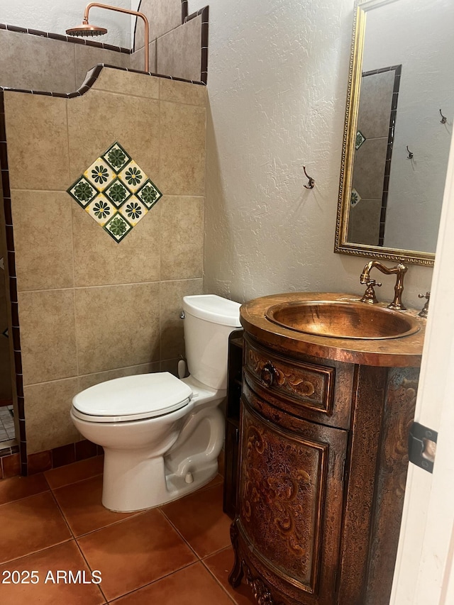 25722 S 179th St, Queen Creek, AZ 85142 - bathroom featuring toilet, tile patterned floors, vanity, and a textured wall