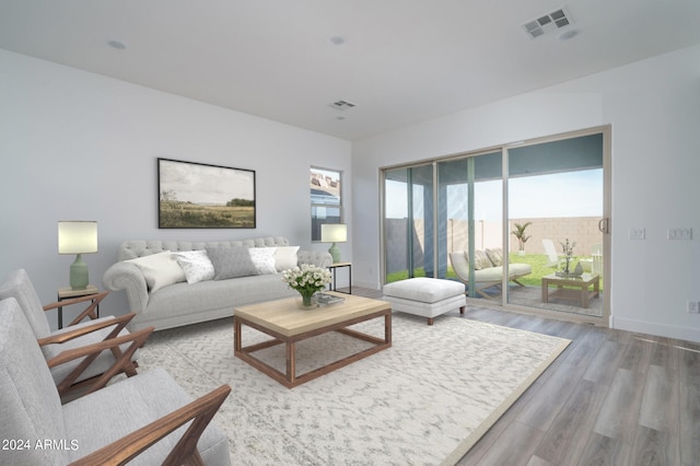 living room with wood-type flooring