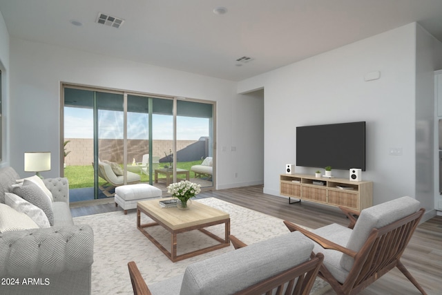 living room featuring wood-type flooring