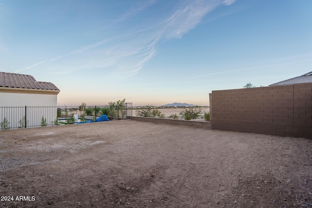 view of yard at dusk