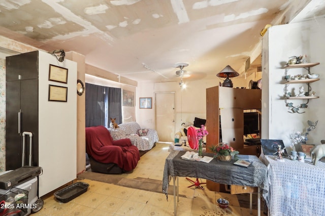 living area with light floors