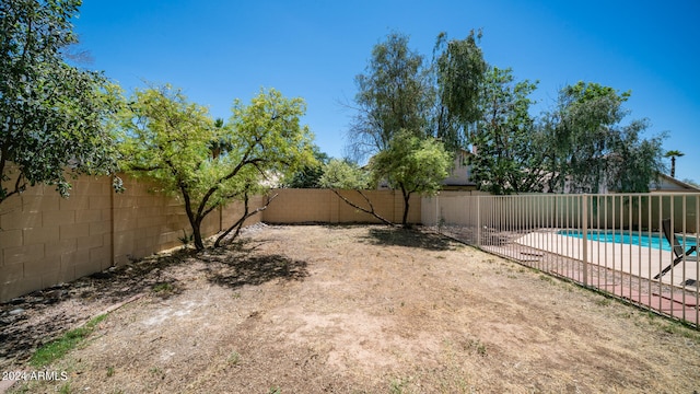 view of yard featuring a patio area and a fenced in pool