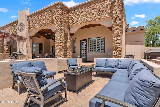 2371 E Sanoque Ct, Gilbert, AZ 85298 - view of patio / terrace featuring an outdoor living space with a fire pit