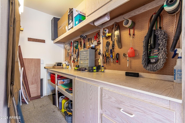 bar featuring a workshop area