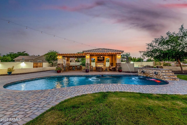 view of pool with a patio area, area for grilling, and outdoor lounge area