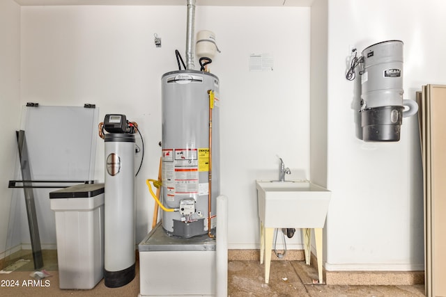 utility room with water heater