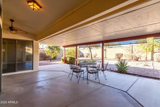 view of patio featuring ceiling fan