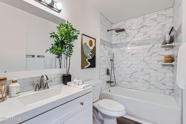 828 E Le Marche Ave, Phoenix, AZ 85022 - full bath featuring decorative backsplash, toilet, washtub / shower combination, and vanity